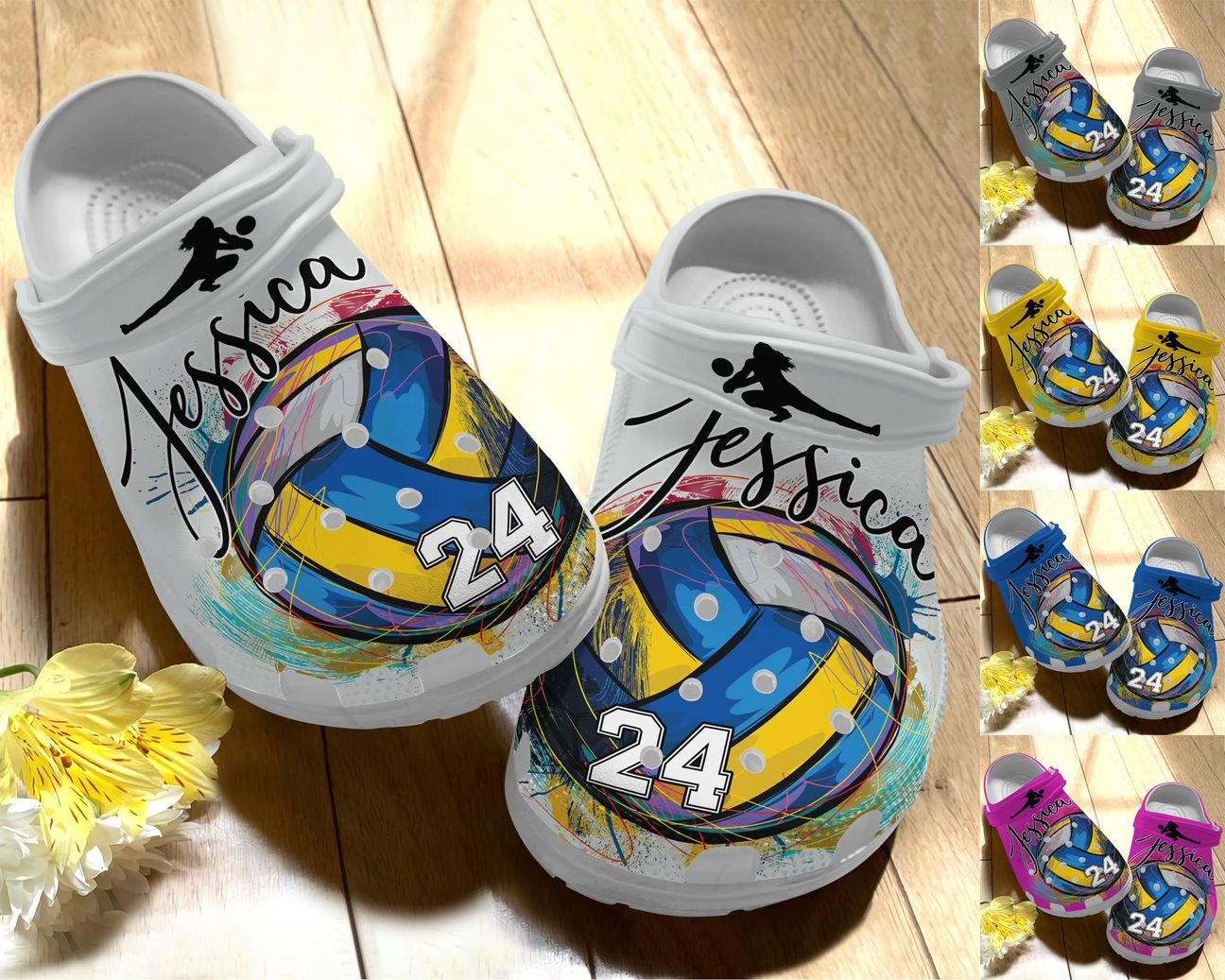 Volleyball Personalize Clog, Custom Name, Text, Fashion Style For Women, Men, Kid, Print 3D Whitesole Just Love