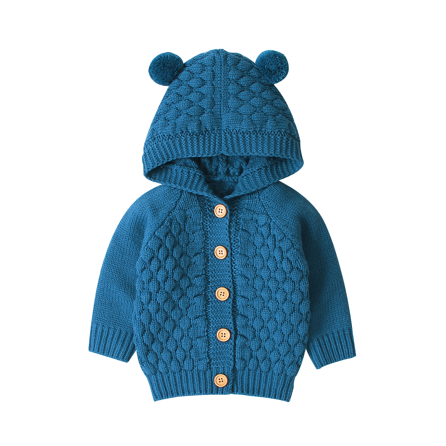 Winter Warm Cardigan Jacket Baby Sweater Toddler Boy Girl Knitwear Clothes Cute Kids Baby Hooded with Ears Sweater alx