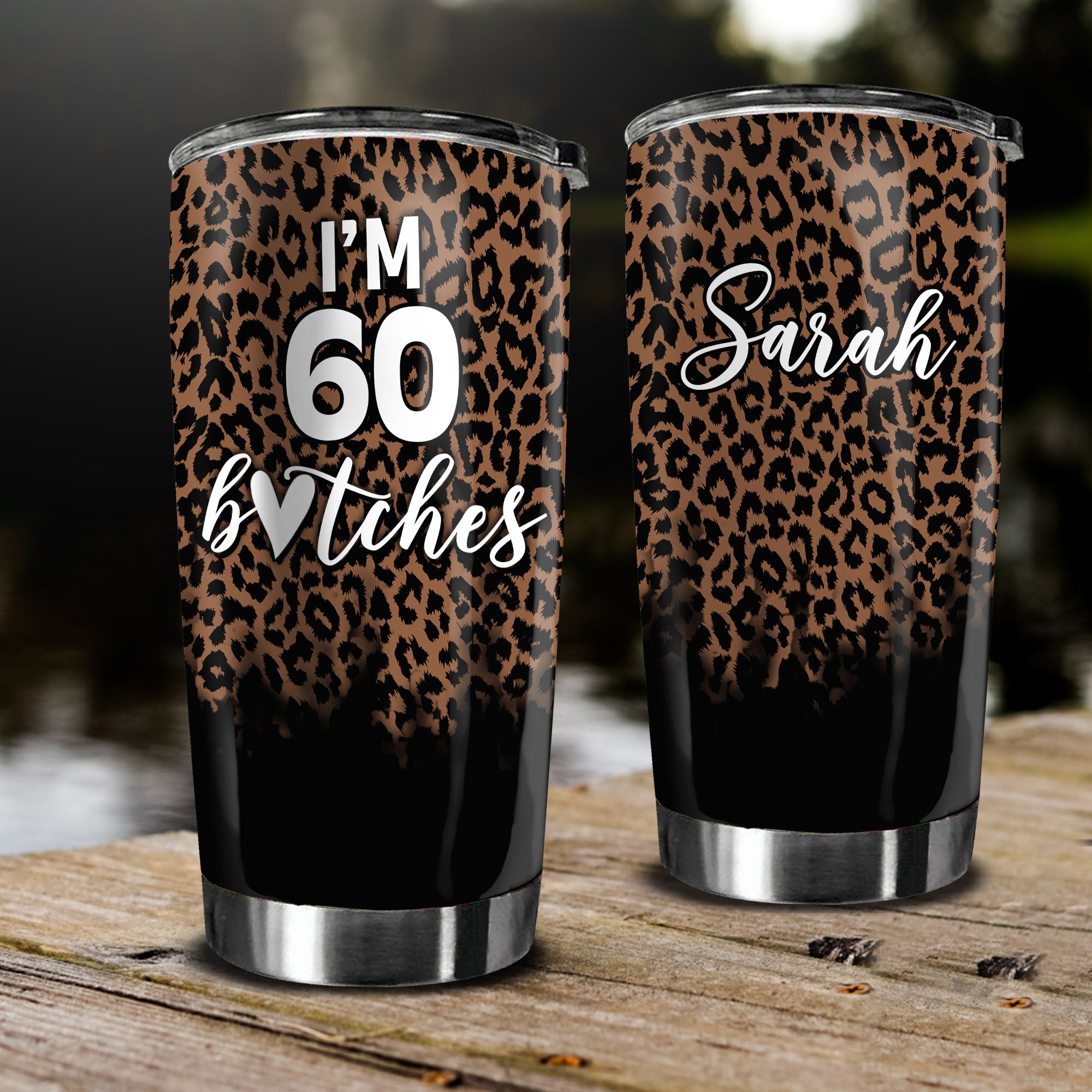 Women Funny Birthday Gifts  Personalized Tumbler With Leopard Print