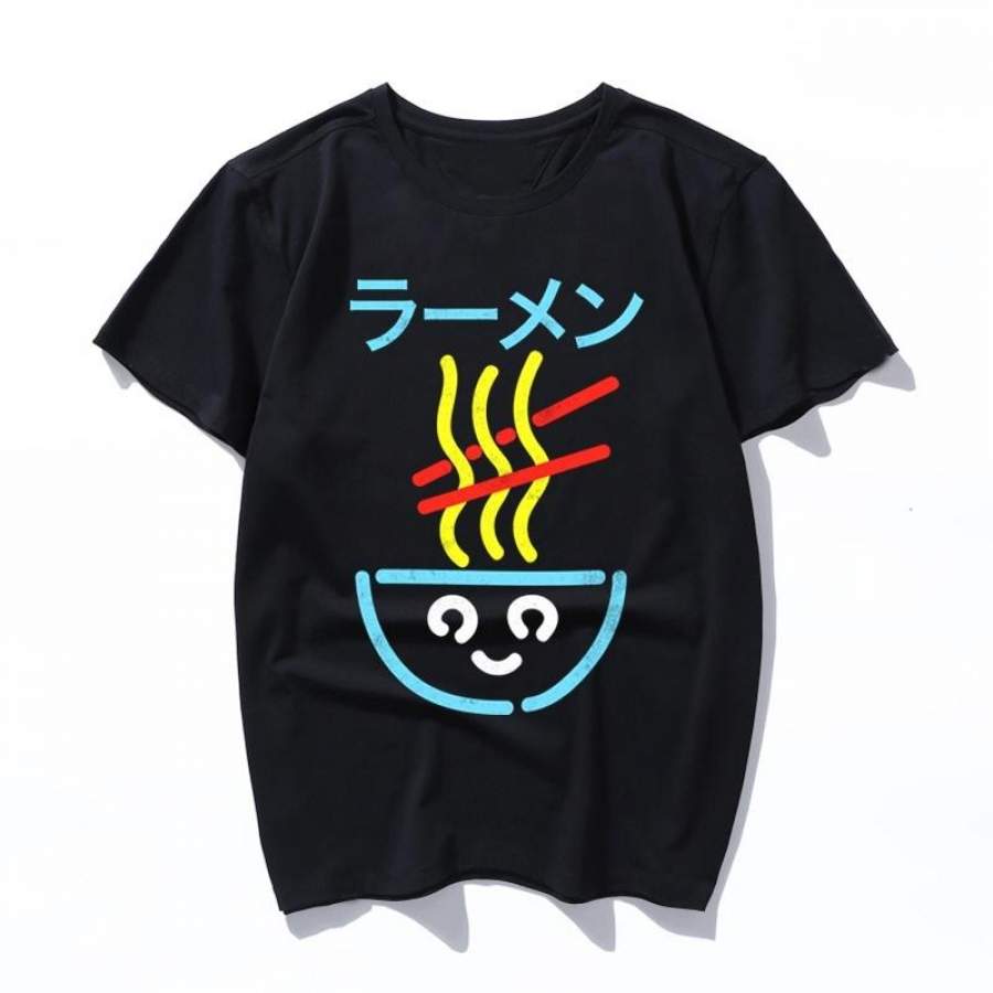 hot noods Kawaii Ulzzang Harajuku Aesthetic T-shirt cartoon Print men’s Short Sleeve Tops Tees Korean New Fashion Casual women’s Clothing