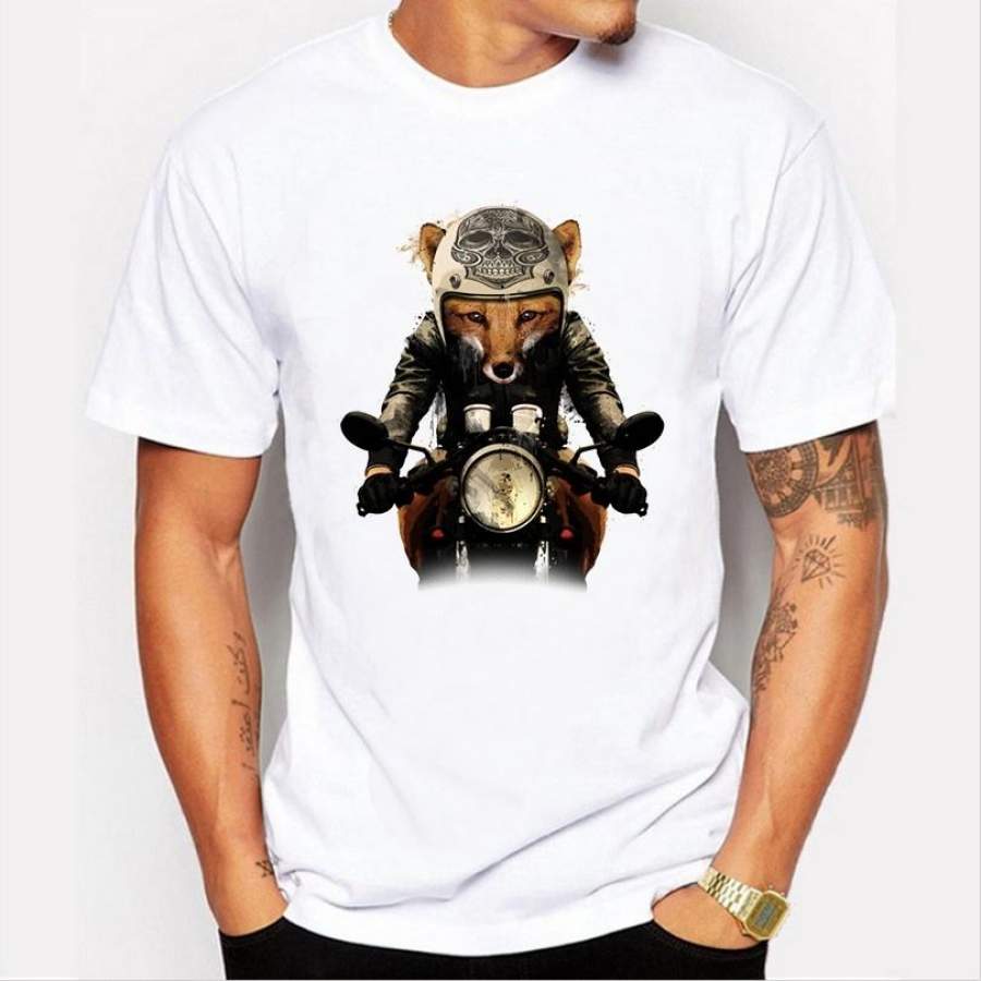 New Arrivals Men’S Summer Funny Locomotive Fox Printed T Shirt Cool Tops High Quality Casual Tee