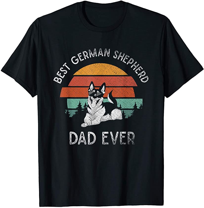 Animal Dog Dad Fathers Day Gift Pet Retro German Shepherd T-Shirt