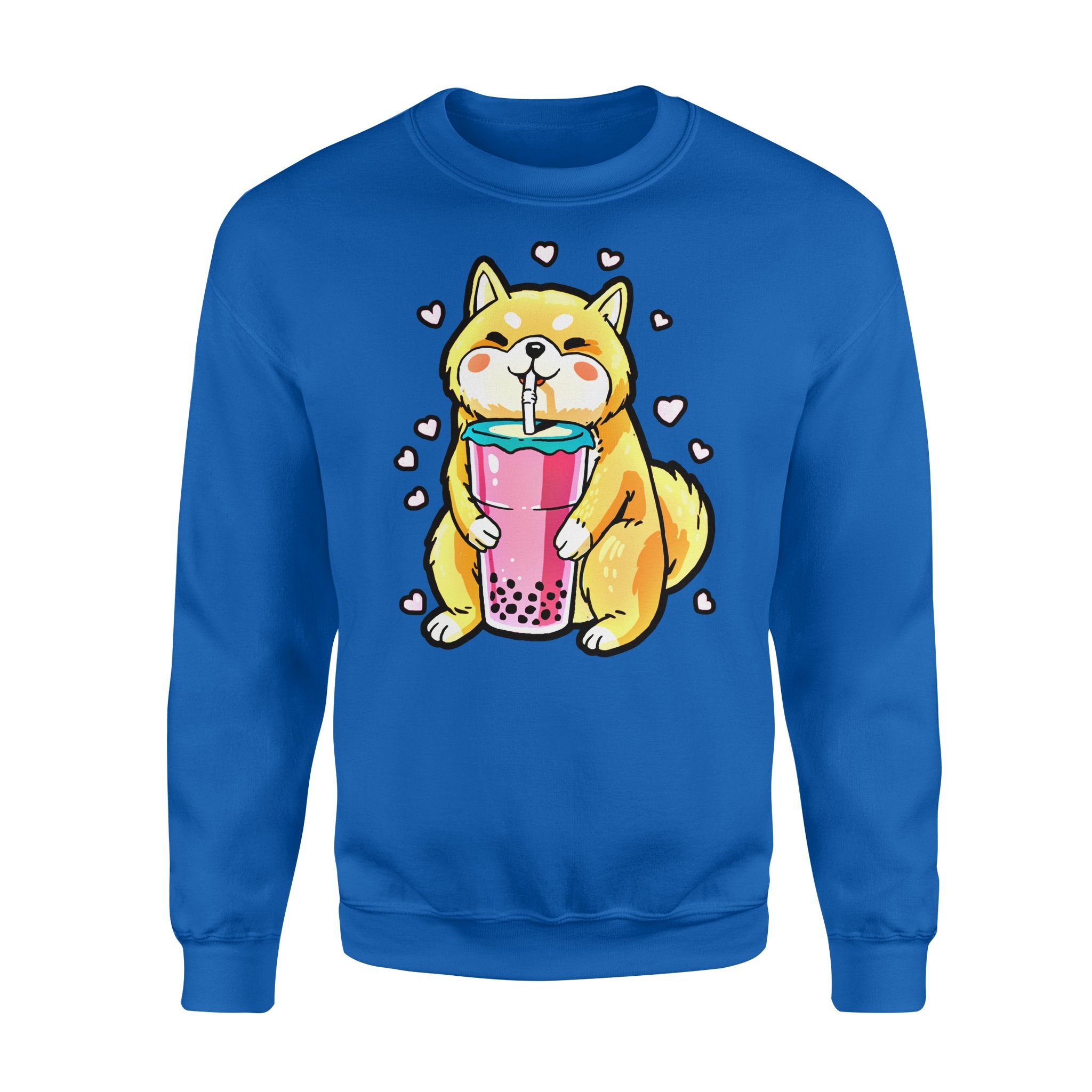 Dog gift idea Shiba Inu Drinking Bubble Tea Puppy T-Shirt – Standard Fleece Sweatshirt