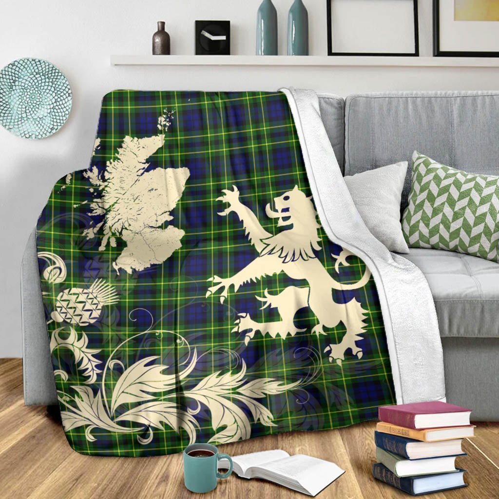 Tartan Blanket Campbell Of Breadalbane Modern Tartan Scotland Lion Thistle Map Plaid Blanket