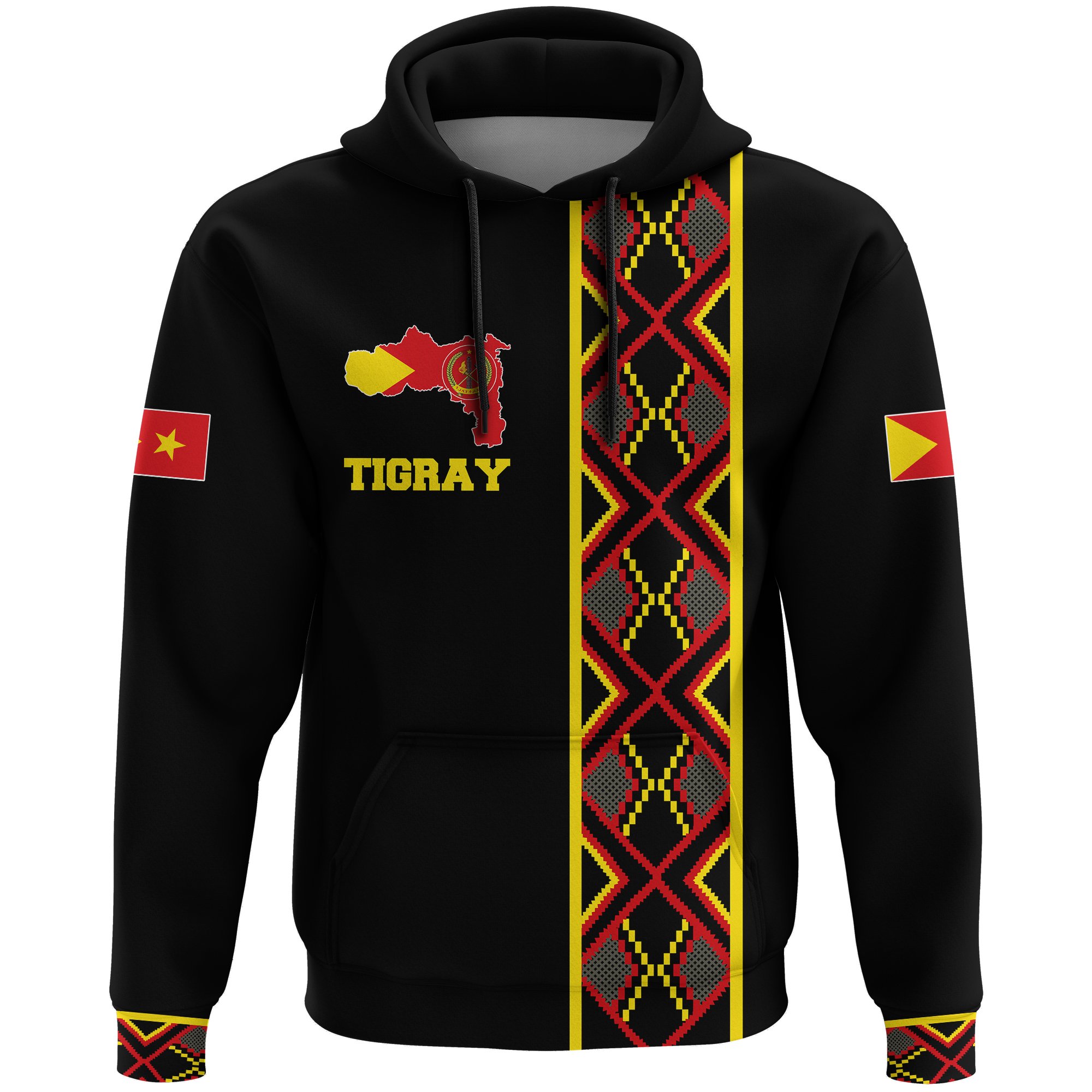 1stTheWorld Tigray All Over Hoodie, Tigray Maps Africa Pattern Black Custom A10