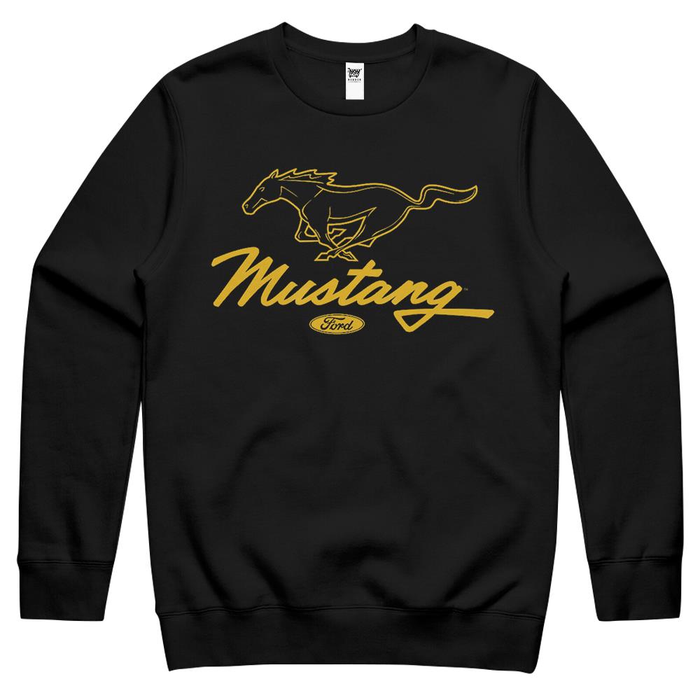 Ford Mustang Pony Script Logo Crewneck Sweatshirt