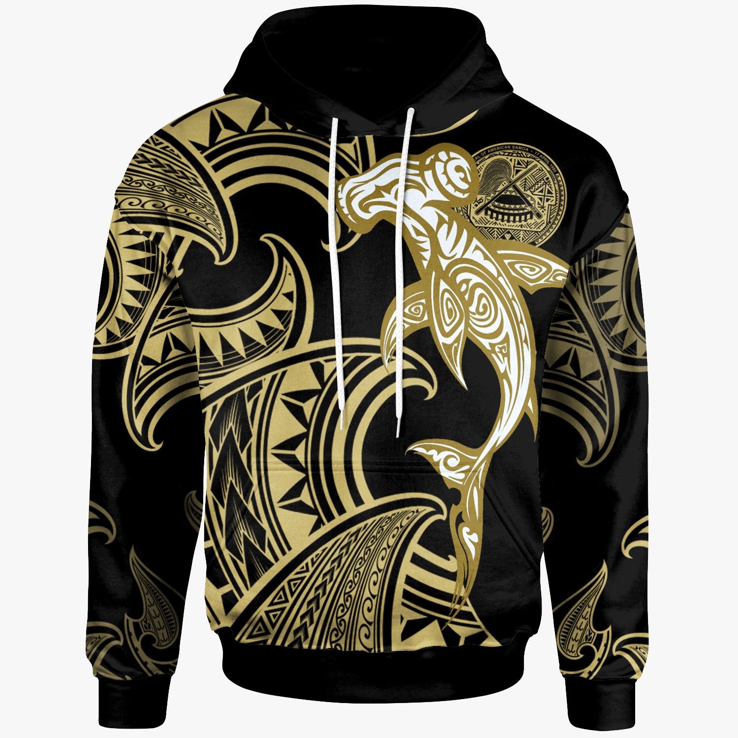 American Samoa Hoodie – Hammerhead Shark Tribal Pattern