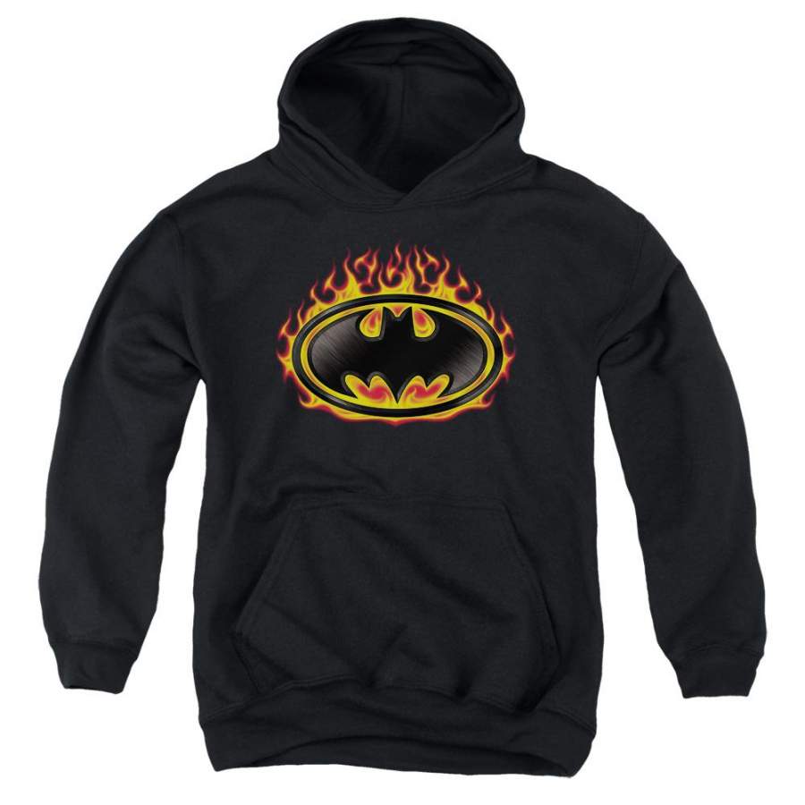 Batman – Bat Flames Shield Youth Pull Over Hoodie