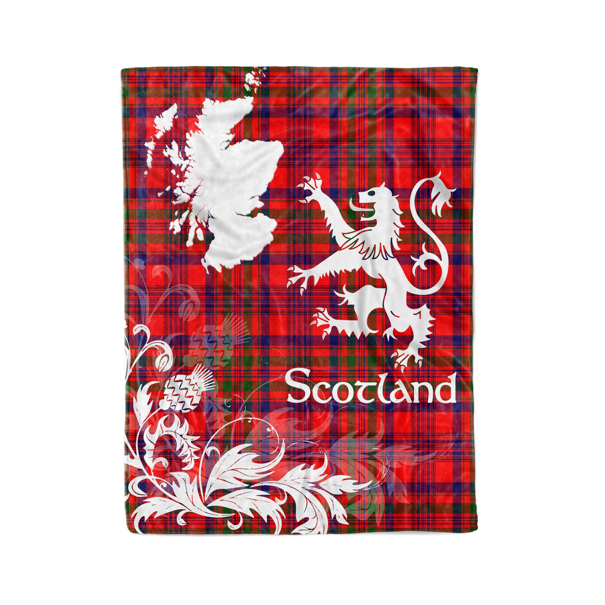 Tartan Plaid Fleece Blanket Tartan Blanket Thistle And Lion Scottish Clan Murray Of Tulloch Plaid Blanket