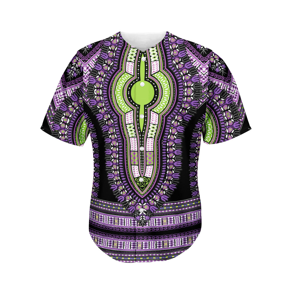 Black And Purple African Dashiki Print Men’S Baseball Jersey 3D Print