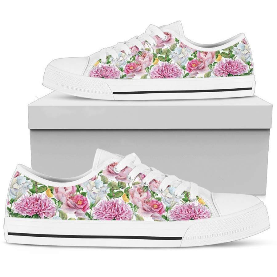 Watercolor Floral Women’s Low Top Shoes