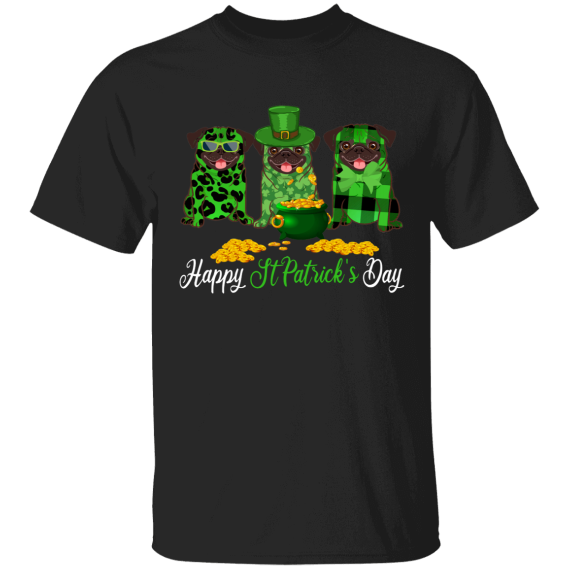 St Patrick’S Day Dog Shirt Happy St Patrick’S Day Funny St Patrick’S Day Pug Dog Green Leopard Plaid Gifts T-Shirt