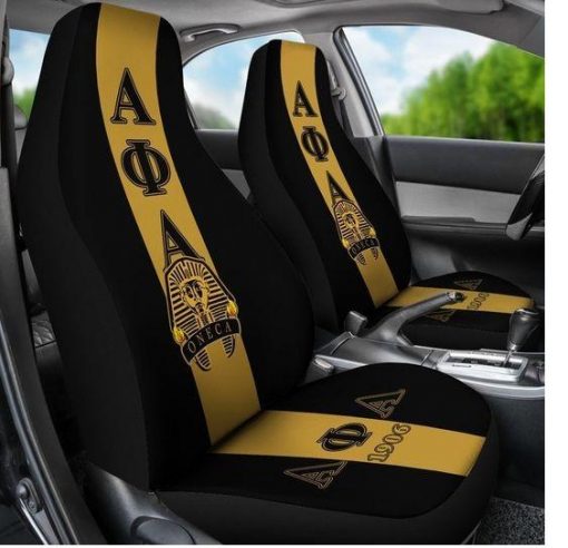 Alpha Phi Alpha 1906 Sphinx Symbol Black And Old Gold Car Seat Covers