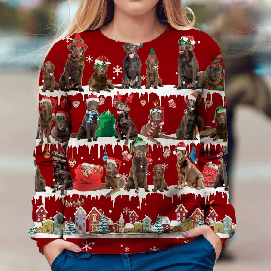 Chocolate Labrador Retriever – Snow Christmas – Premium Dog Christmas Ugly Sweatshirt, Dog Ugly Sweater