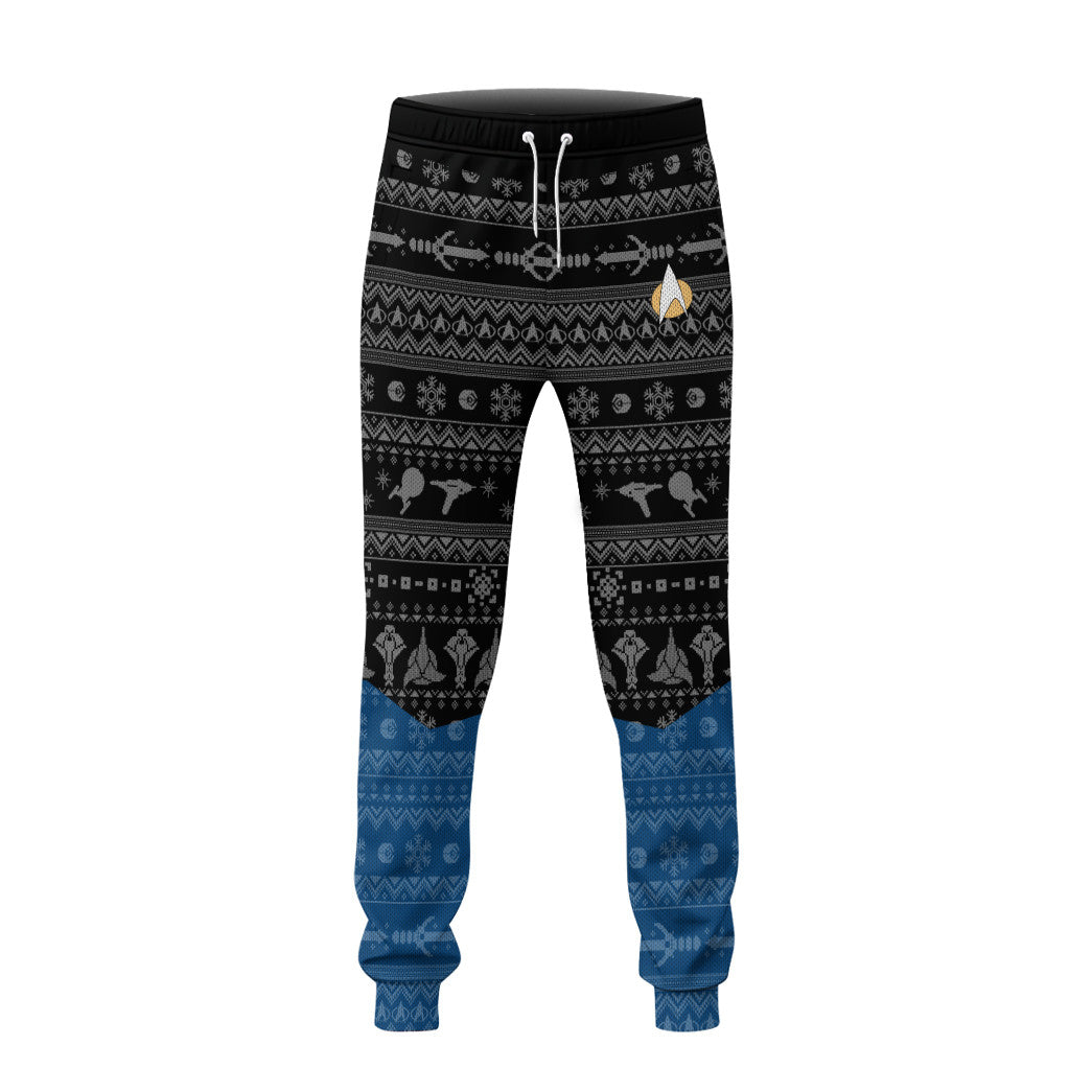 3D S.T The Next Generation 1987 Blue Ugly Christmas Custom Sweatpants