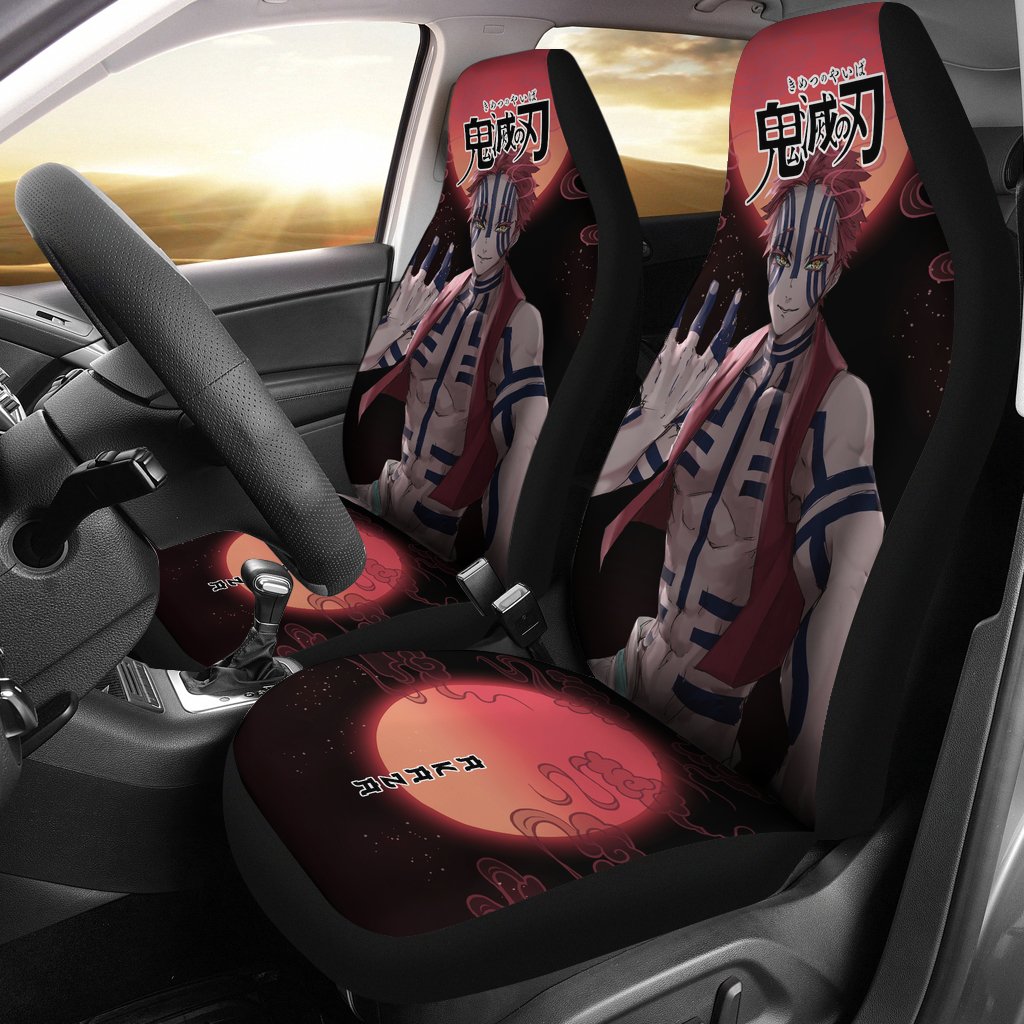 Akaza Demon Slayer Under The Moon  Car Seat Covers Custom Anime Car Accessories