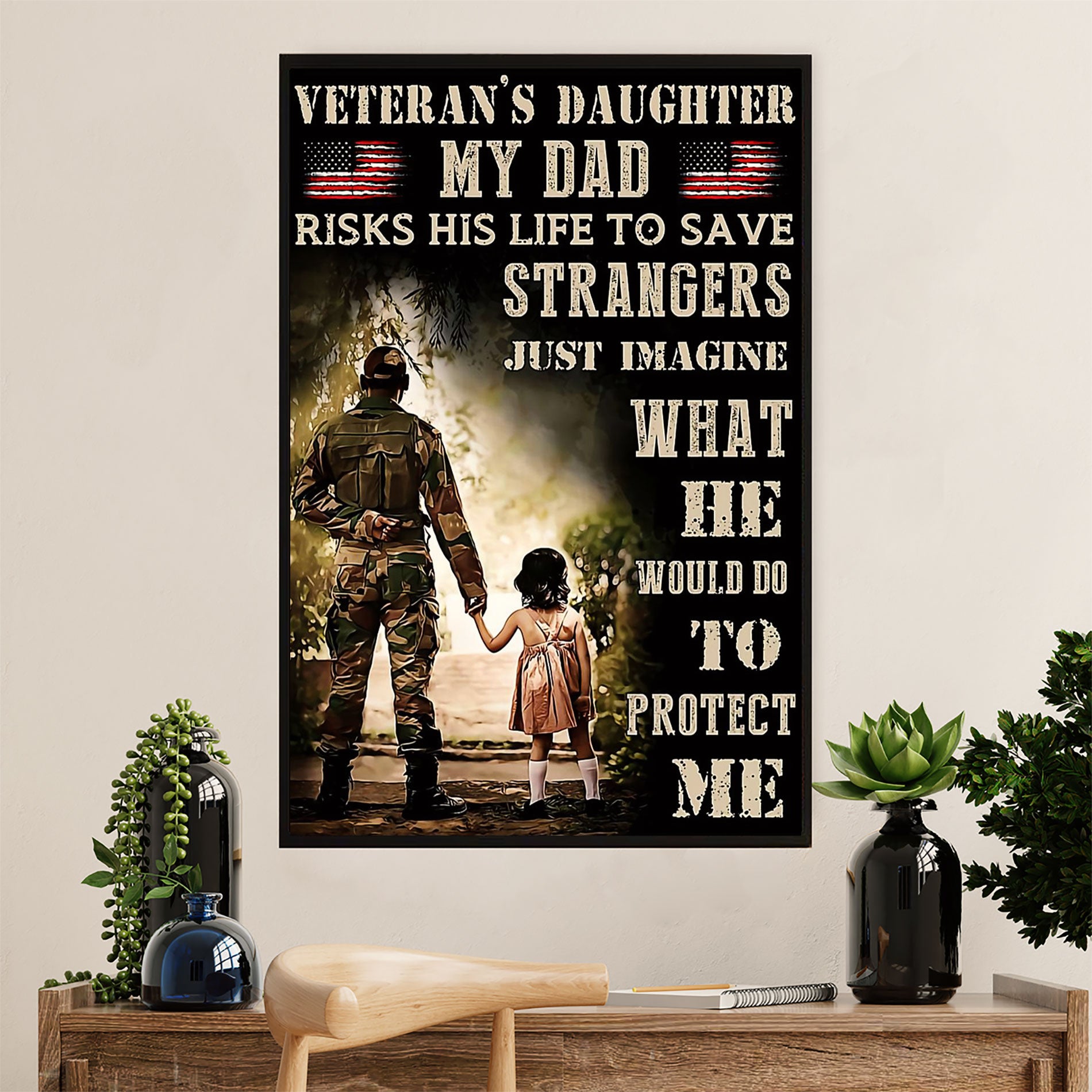 American Veteran Canvas Wall Art Prints | Father & Daughter | Gift For Veteran’S Day Us Navy Army