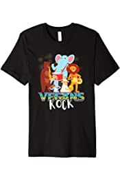 Vegans Rock Funny Vegan Cute Animal Band Retro 80s Premium T-Shirt