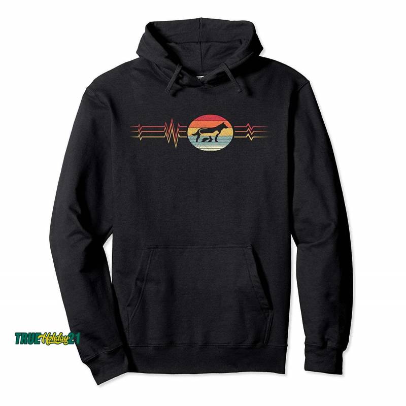 Retro Heartbeat Animal Care Vintage Lifeline Style Rescue Pullover Hoodie