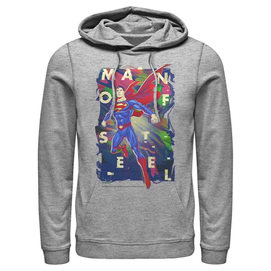 Superman Men’s Man of Steel Rainbow  Lightweight Hoodie