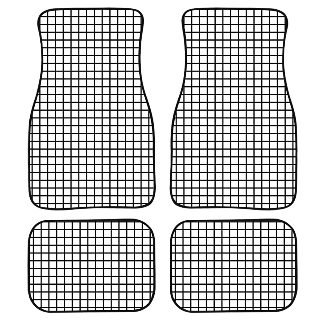 Black And White Windowpane Pattern Print Front And Back Car Floor Mats, Front Car Mat