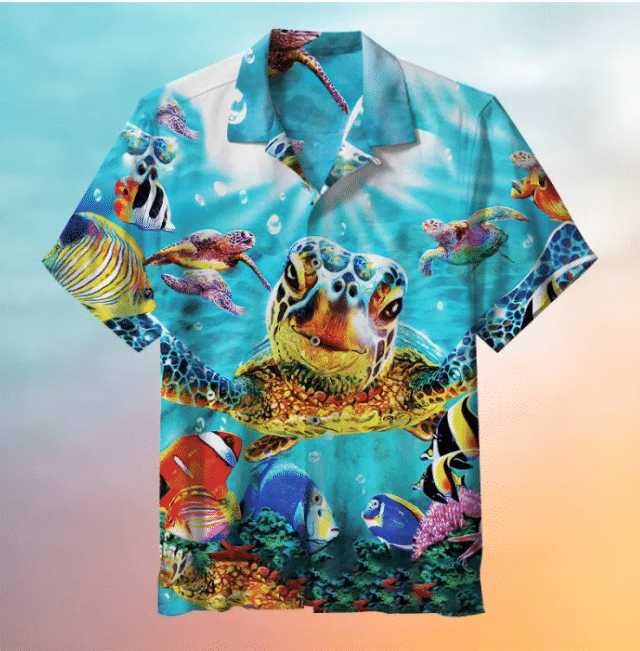 Underwater World Turtle For Man And Woman Print Short Sleeve Hawaii Shirt Ha39064