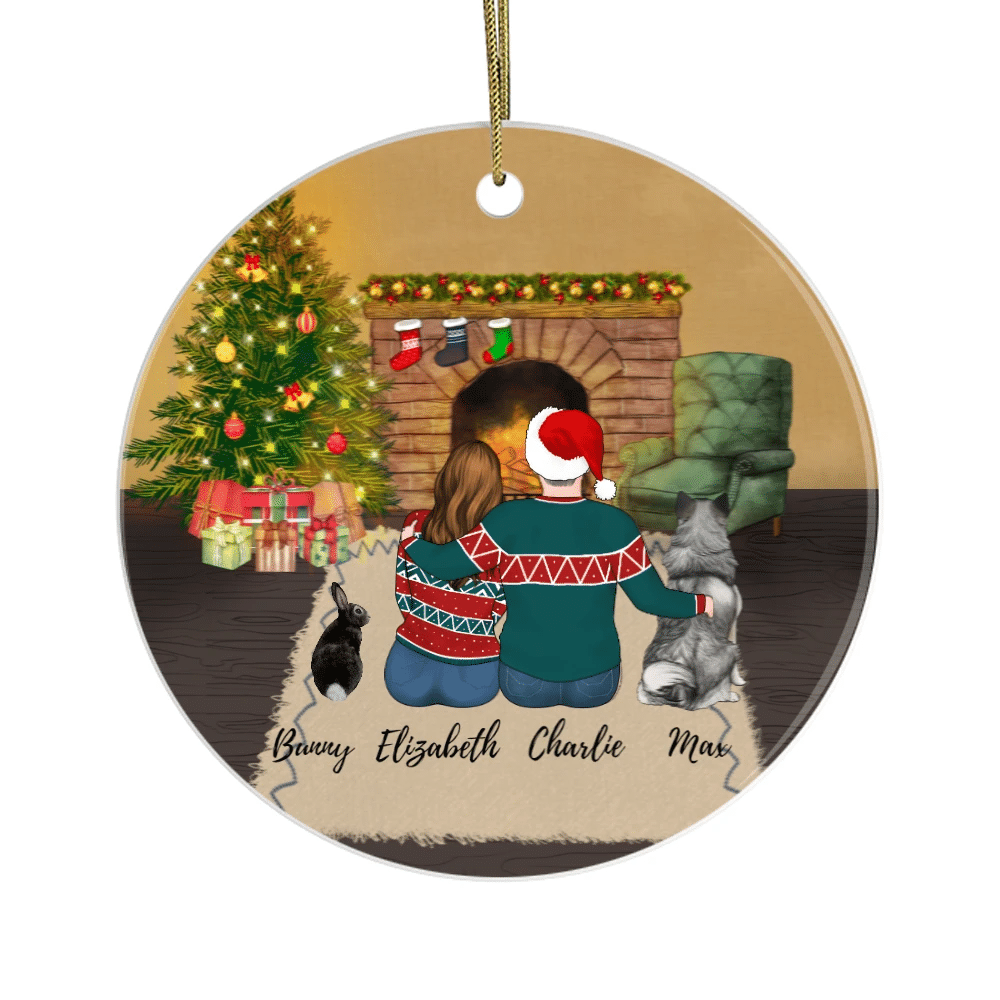 [Personalized Name] Ornament, Couple With Dog And Rabbit Custom Gift For Christmas