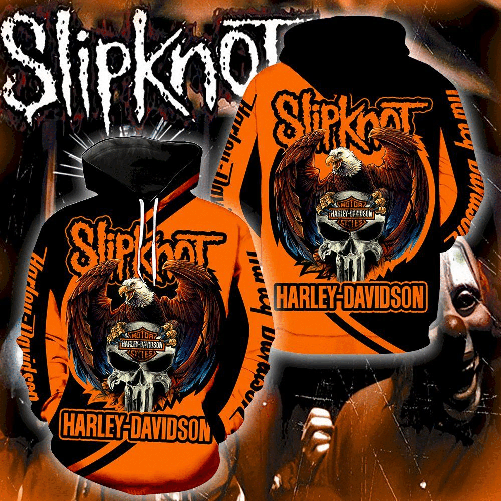 Character Harley Davidson Slipknot All Over Print 3D Hoodie For Men And Women