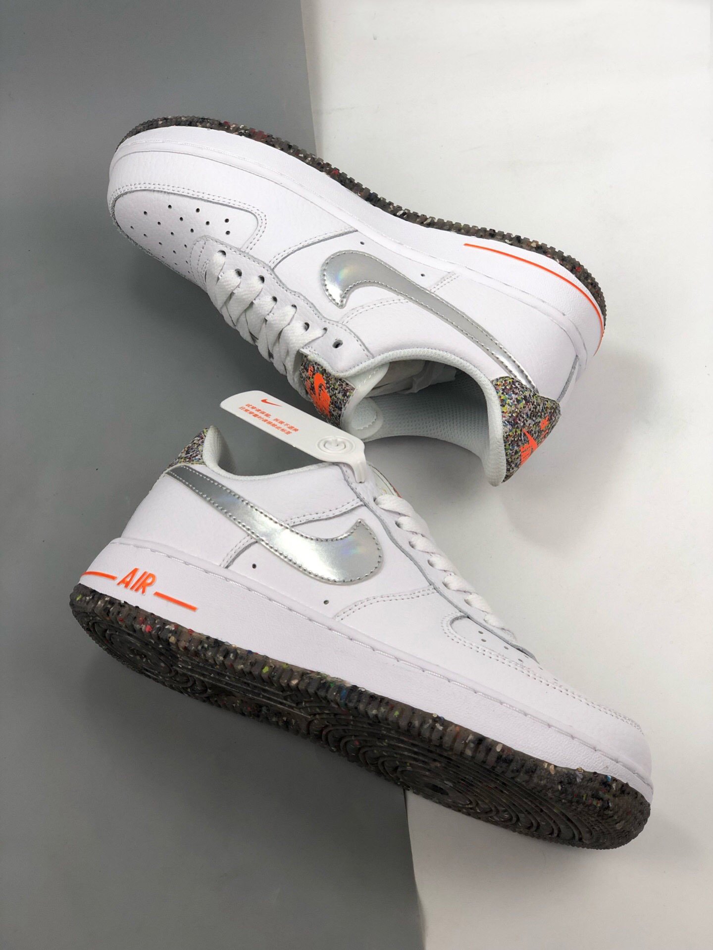 Nike Air Force 1 Crater WhiteMetallic Silver-Laser Orange 5340634