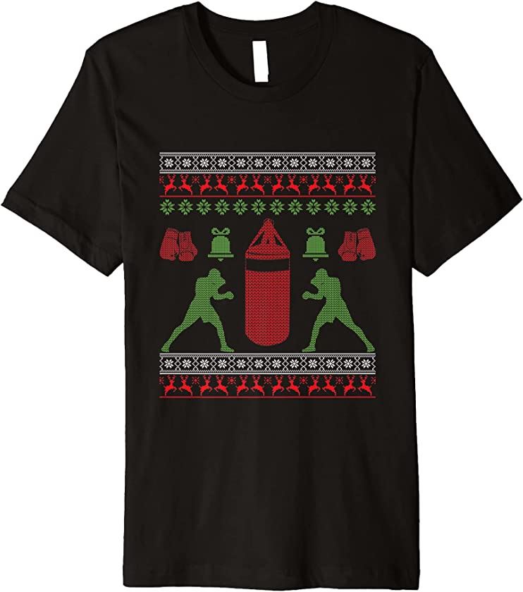 Ugly Christmas Boxer Boxing X-Mas Fight Santa Claus New Year Premium T-Shirt