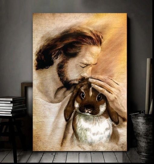 Jesus God Kisses The Rabbit Canvas Poster