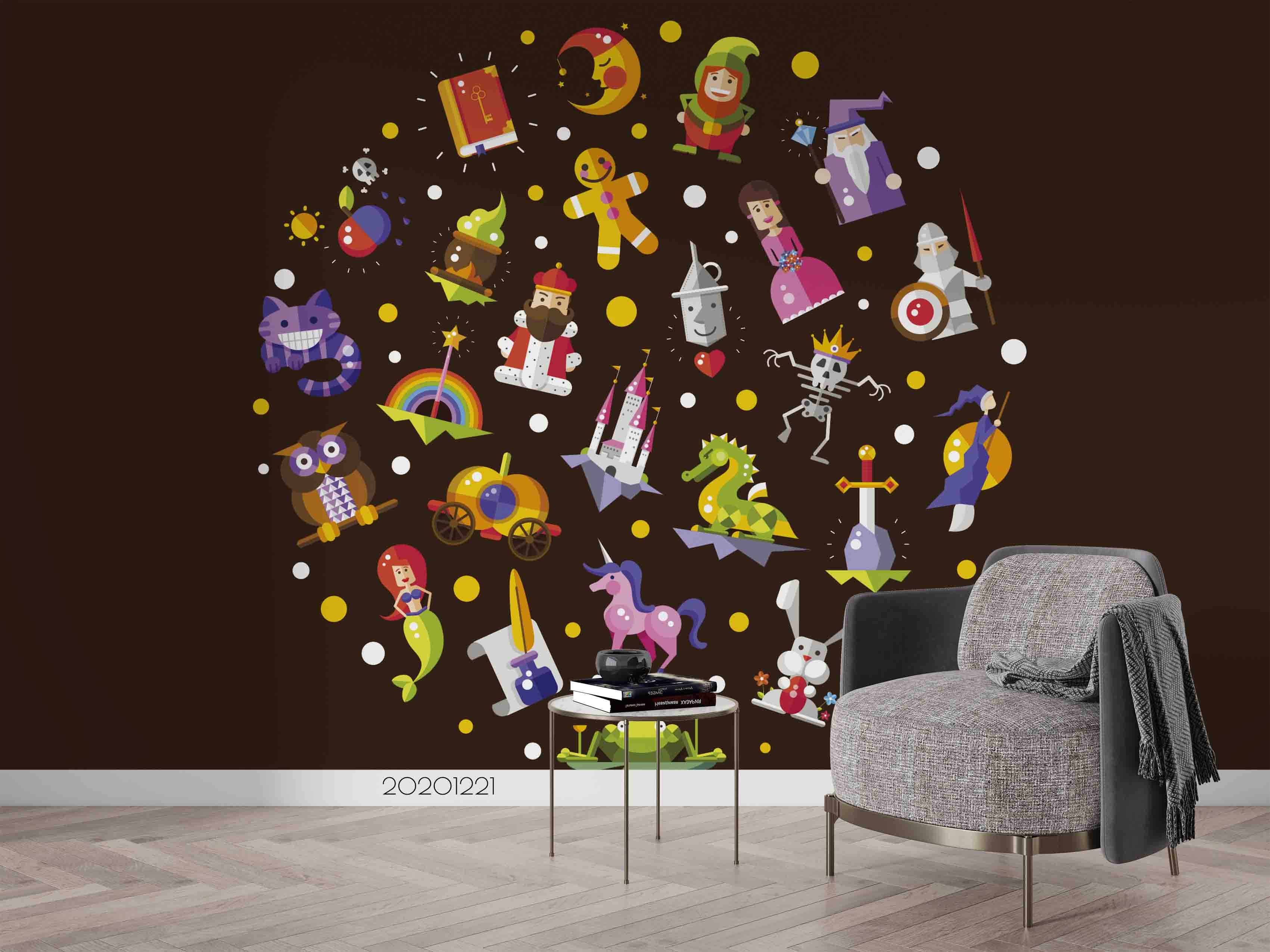 3D Animal Christmas Castle Rainbow Wall Mural Wallpaper Lqh 48