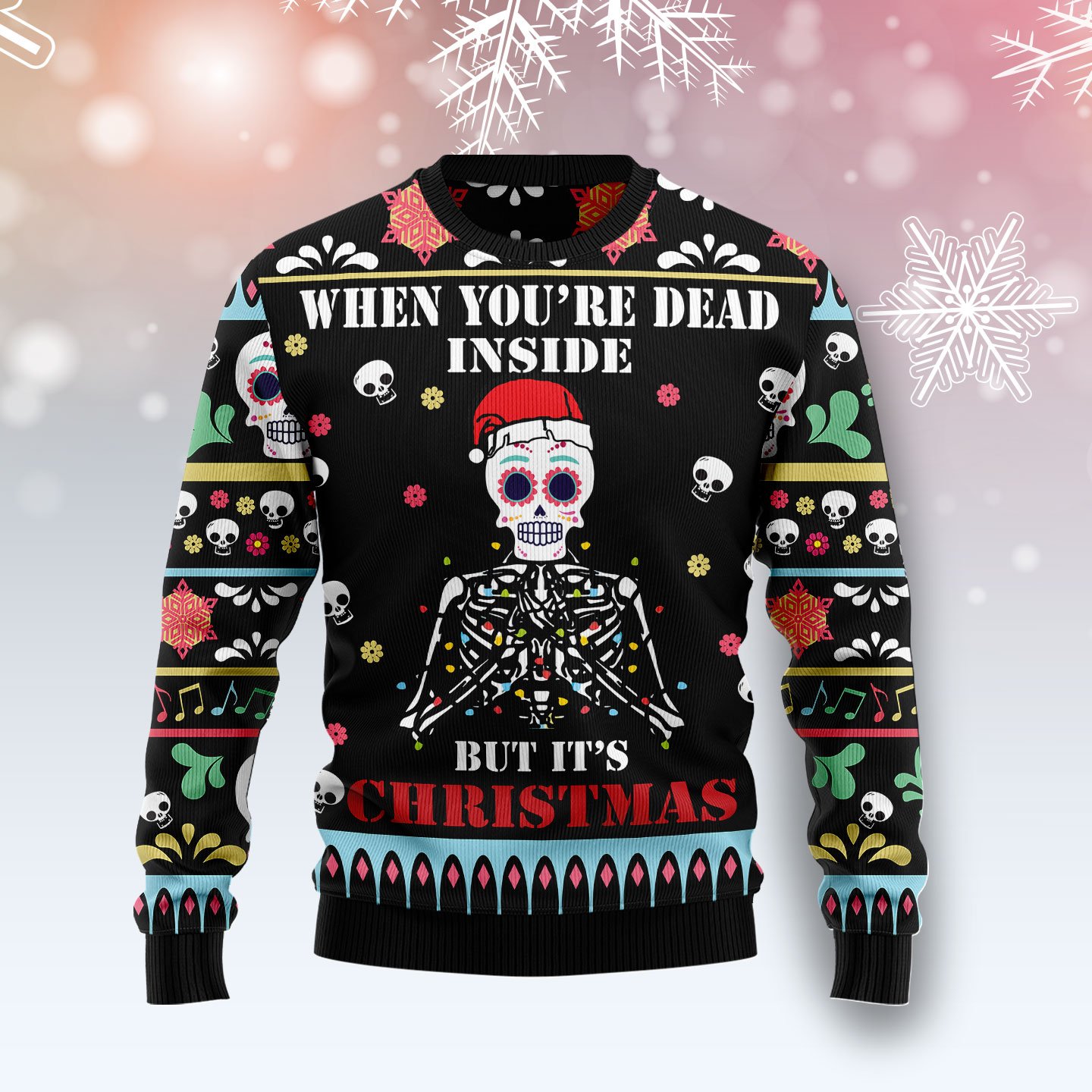 When You’re Dead Inside HZ121006 unisex womens & mens, couples matching, friends, funny family ugly christmas holiday sweater gifts (plus size available)