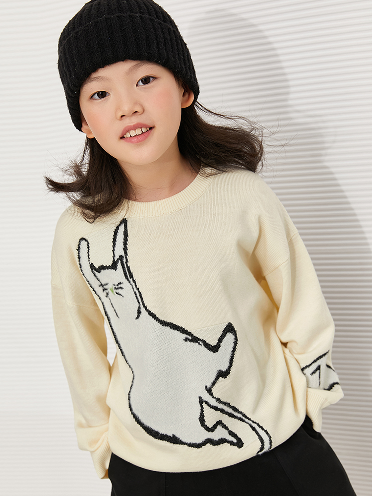 amii kids Girls Sweater Winter Thicken Warm Knitted Tops for Girls Children Sweaters Teenager Girls Loose Clothes 22140216 alx