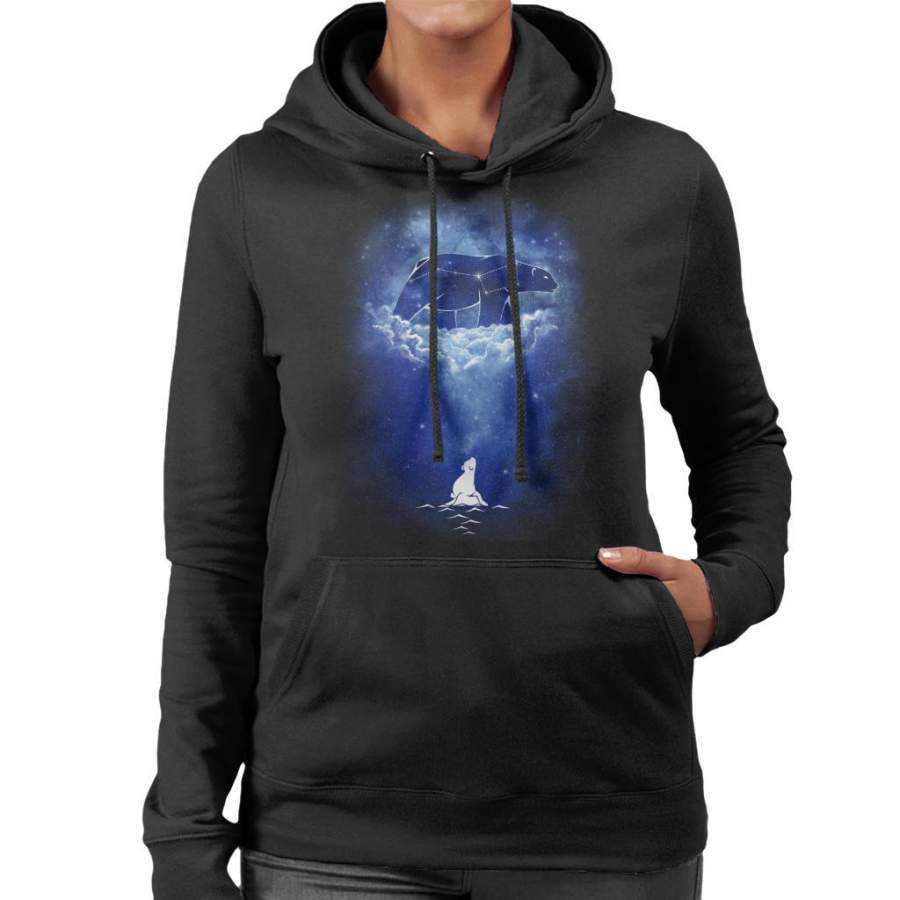 Starry Frozen Sky Polar Bear Women’s Hooded Sweatshirt