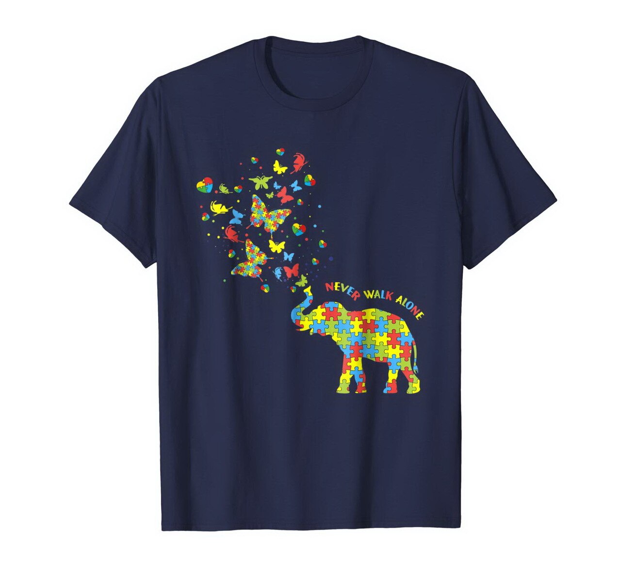 Elephants And Butterflies Autism Awareness Funny T-Shirt New