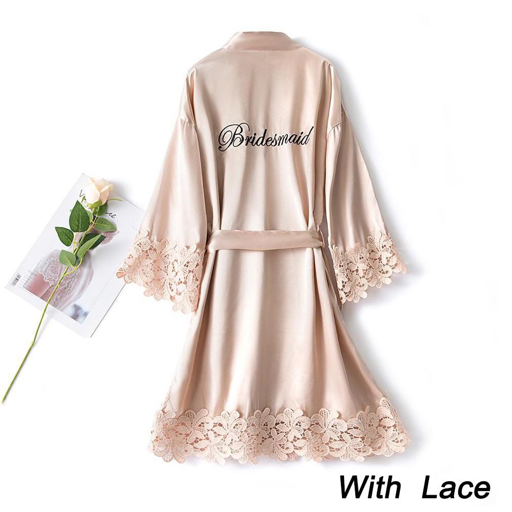 Summer Lace Sleepwear Bride&Bridemaid Wedding Robe Gown Solid Embroidery Kimono Bathrobe Women Casual Home Night Dress M L Xl alx