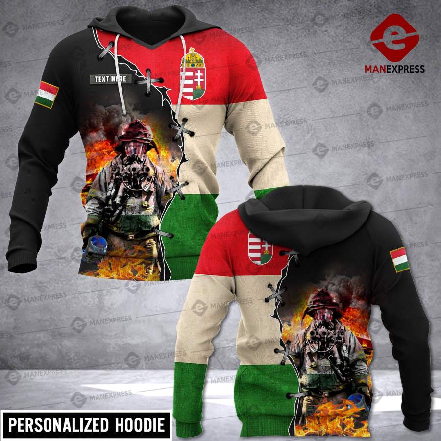 Personalized Hungarian Firefighter 3D printed hoodie XKV Hungary