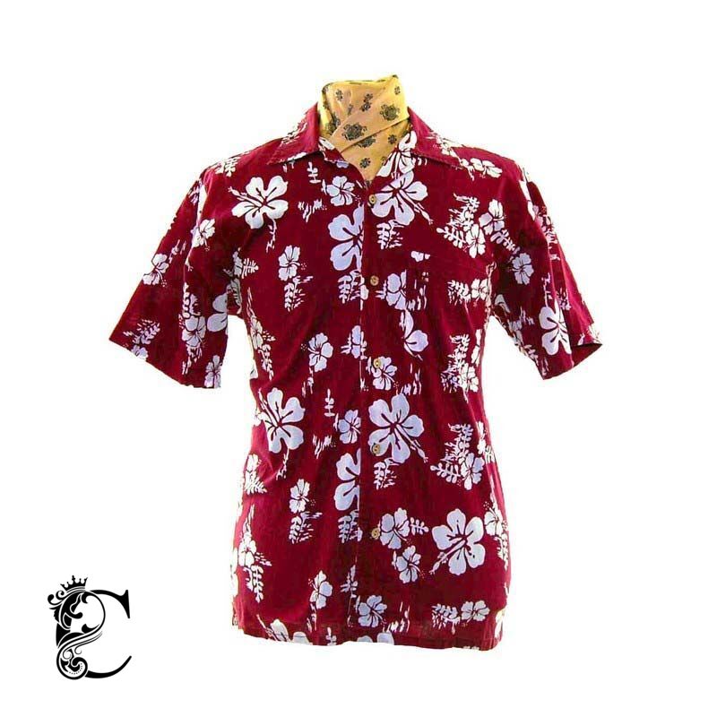 90S Burgundy Hawaiian Shirt