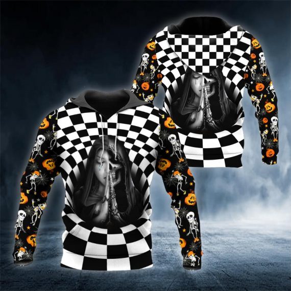 Couple Pray Inside Skull 3D All Over Printed Us Unisex Size Hoodie