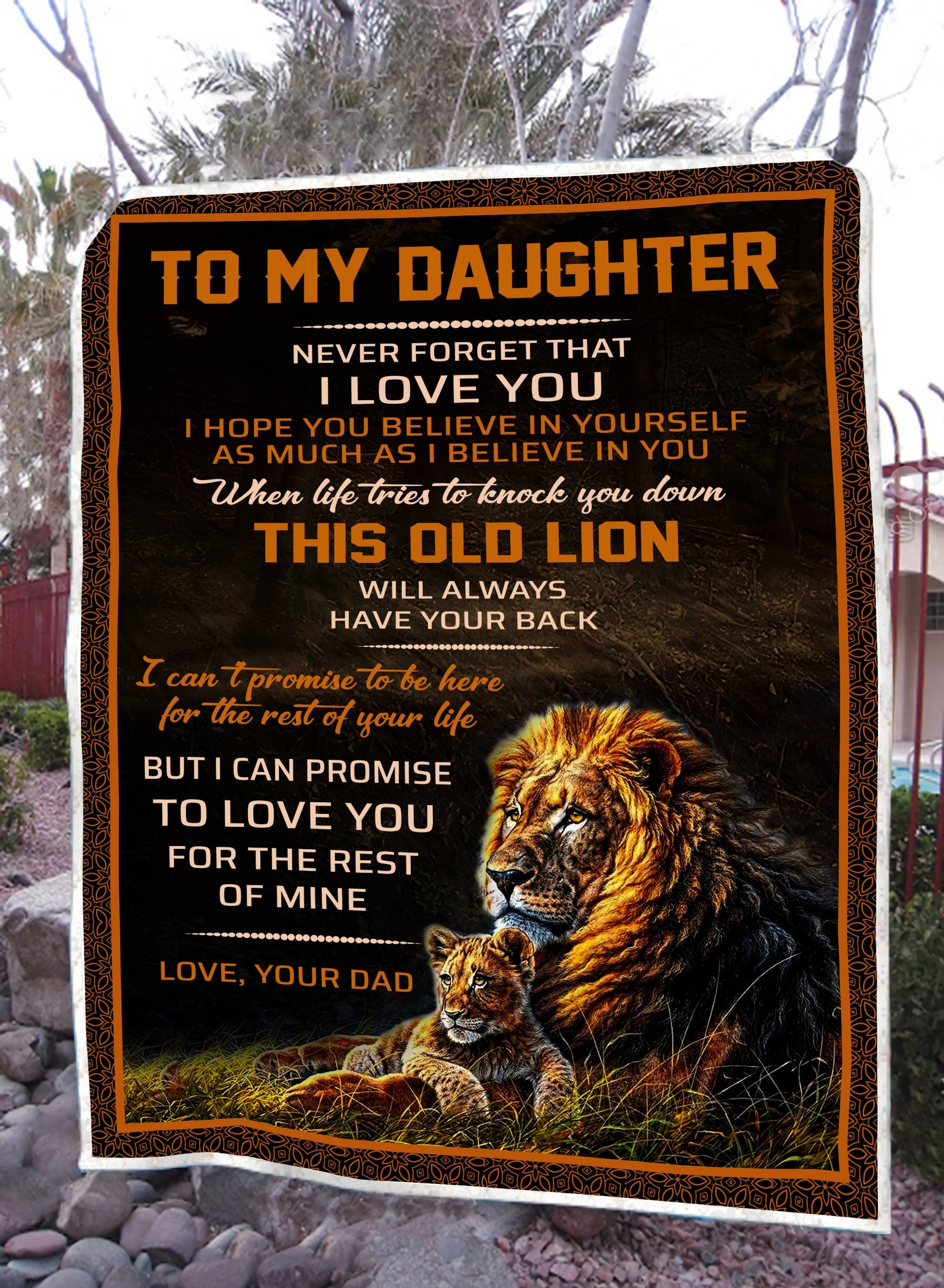 To My Daughter This Old Lion Will Always Have Your Back Blanket Gift For Daughter From Dad Birthday Gift Home Decor Bedding Couch Sofa Soft And Comfy Cozy