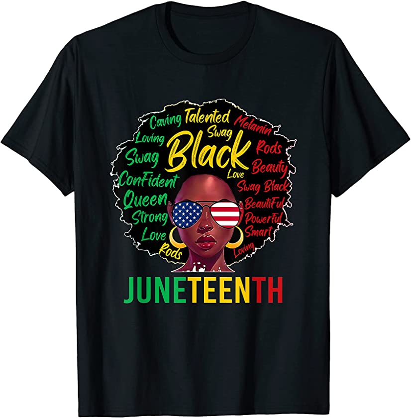 Women Juneteenth Melanin Black History Natural Hair Afro T-Shirt