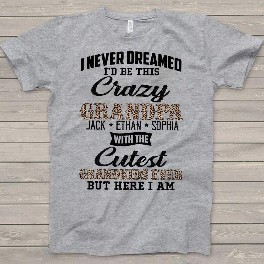 Personalized Crazy Grandpa And Grandkids Leopard Shirt