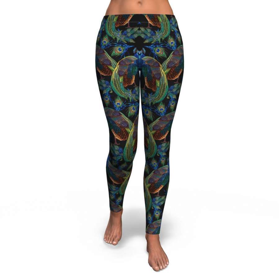 Peacock Feather Pattern Print Pattern Women Leggings