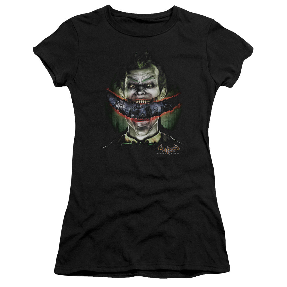 Batman Aa Crazy Lips Junior Sheer Cap Sleeve Womens T Shirt Black