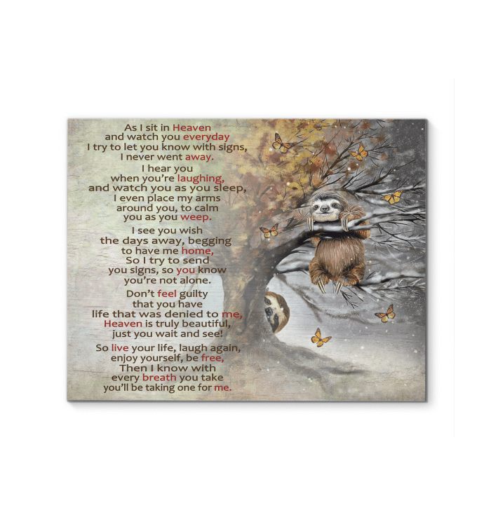 Canvas – Sloth – As I Sit In Heaven3 Gift For Family, Wall Art Decor, Canvas Print, Home Decor