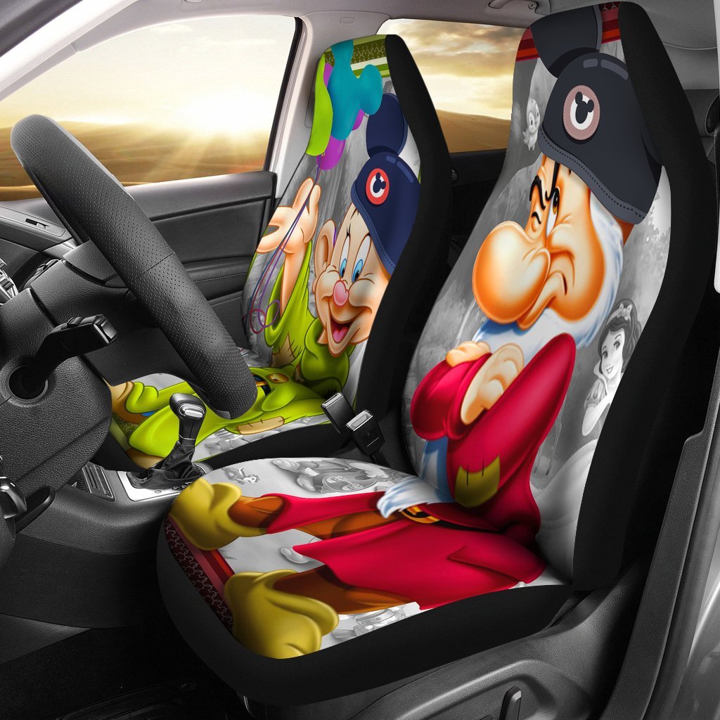 Grumpy Dopey Cute Car Seat Covers Cartoon Fan Gift T082520