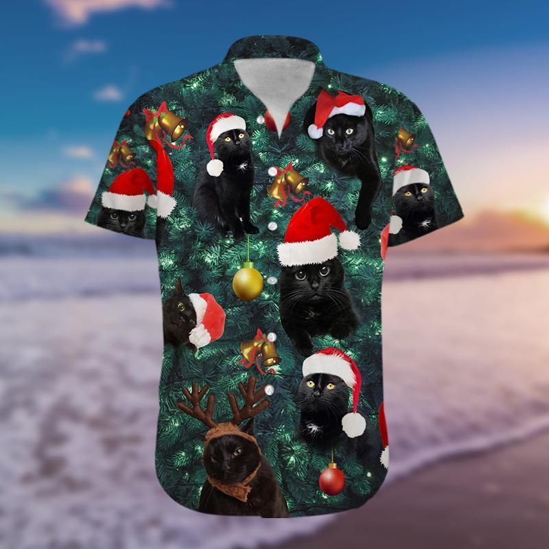 Discover Cool Hawaii Aloha Shirts Enjoy Christmas With Black Cat Ha72726