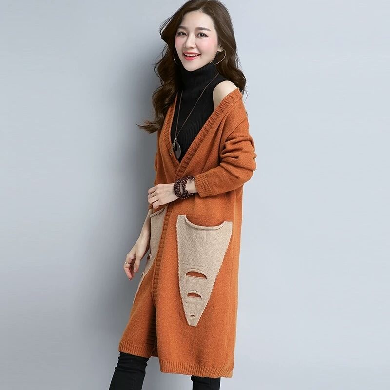 Autumn Winter Streetwear Y2k Cardigans Trench Korean Fashion Woman Clothes Long Sleeve Overcoat Knit Vintage Long Sweaters Coats alx