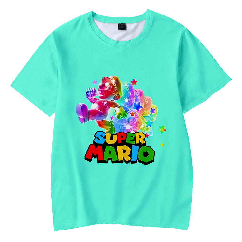 Super Mario T-Shirt Round Neck Short Sleeves For Kids Adult Home Outdoor Wear